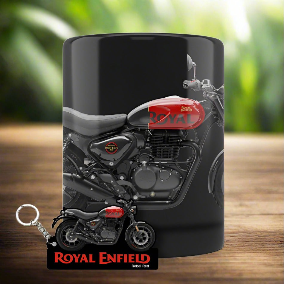 Hunter 350 - Personalized Royal Enfield Two-Sided Sublimation Keychain + Mug Combo