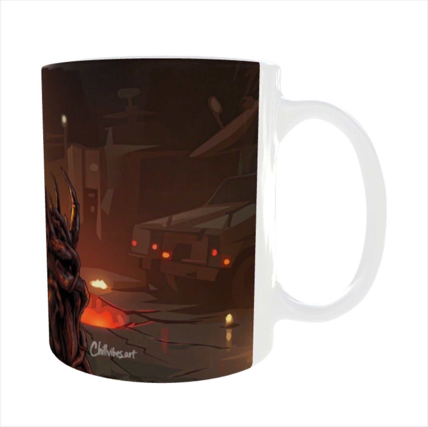 Infernal Demon Wrath Unleashed Printed Ceramic Mug + Keychain Combo