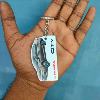 City Hybrid eHEV - Personalized Honda Car Keychain - Wood, Acrylic, Metal Printed