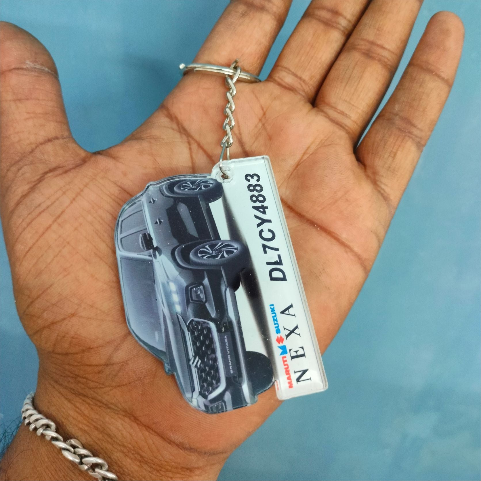 Maruti Grand Vitara Personalized Car Keychain - Wood, Acrylic