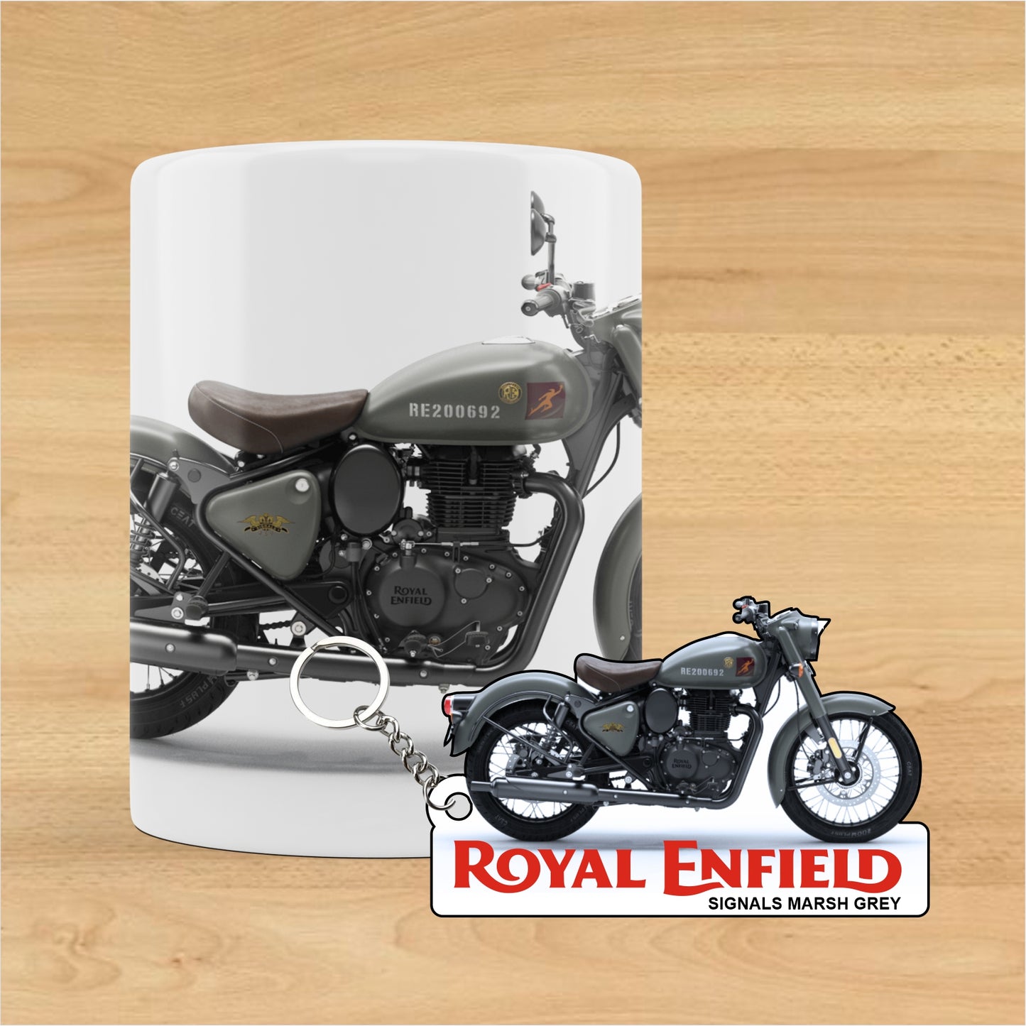 Classic 350 - Personalized Royal Enfield Keychain - Wood, Acrylic, Metal Printed