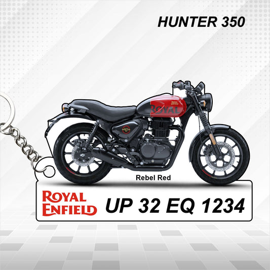 Hunter 350 - Personalized Royal Enfield Keychain - Wood, Acrylic, Metal Printed