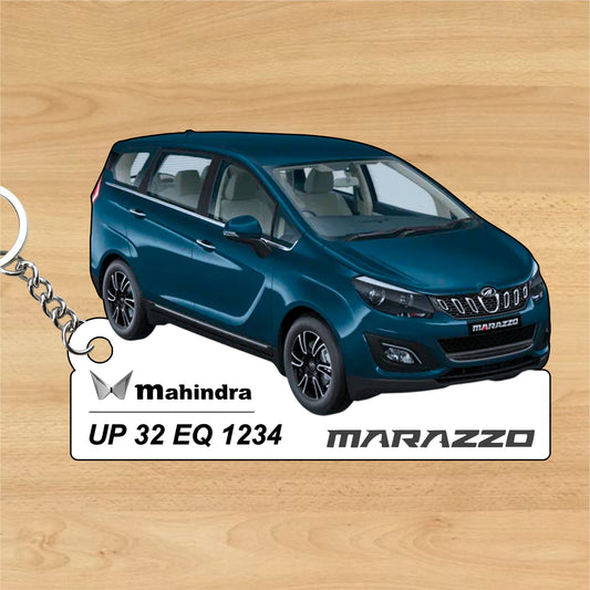 Marazzo - Personalized Mahindra Car Keychain - Wood, Acrylic, Metal Printed