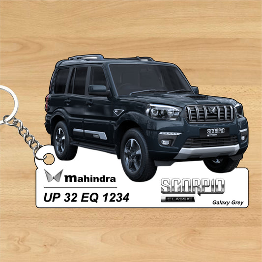 Scorpio Classic - Personalized Mahindra Car Keychain - Wood, Acrylic, Metal Printed