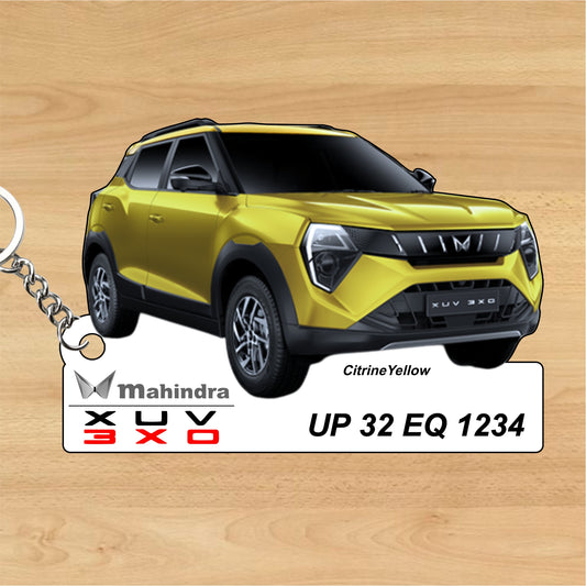 XUV 3XO - Personalized Mahindra Car Keychain - Wood, Acrylic, Metal Printed
