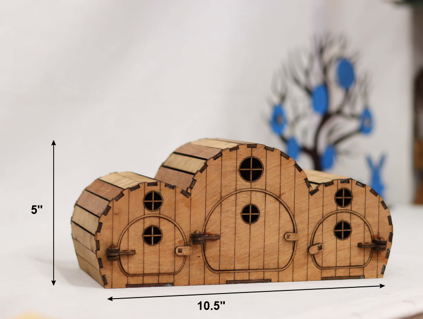 DIY Wooden Hamster House | Triple-Chamber Small Pet Habitat | Pine MDF
