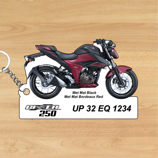 Gixxer 250 - Personalized Suzuki Keychain - Wood, Acrylic, Metal Printed