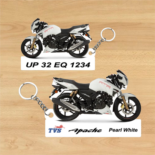 Apache RTR 180 - Personalized TVS Keychain - Wood, Acrylic, Metal Printed