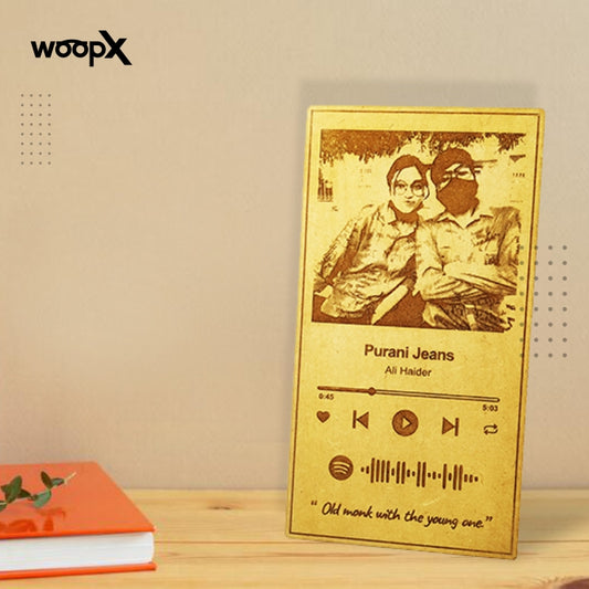 Customized Engraved Wooden Plaque with Spotify Code