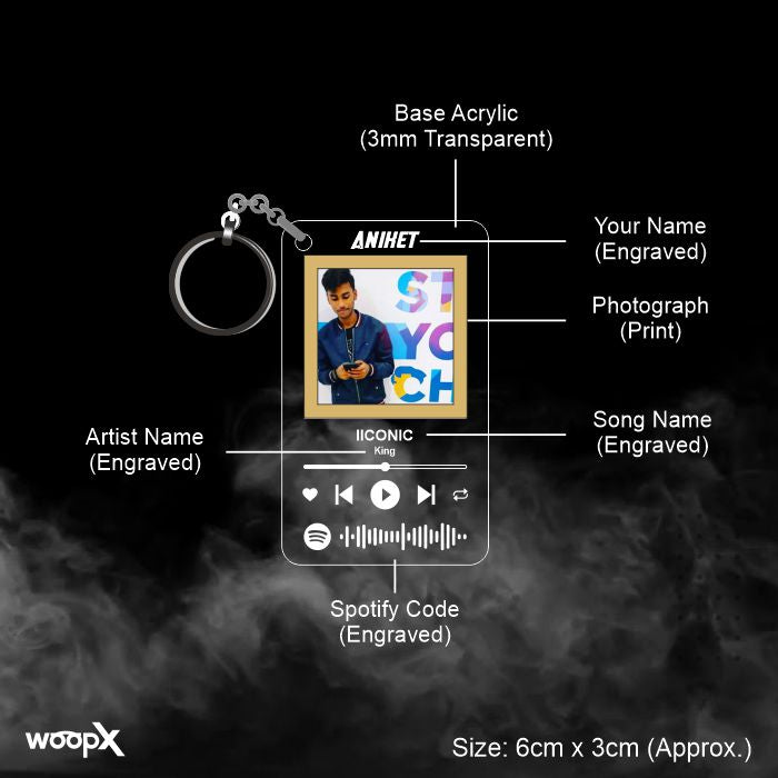 Customized Engraved Transparent Acrylic Scannable Spotify Keychain