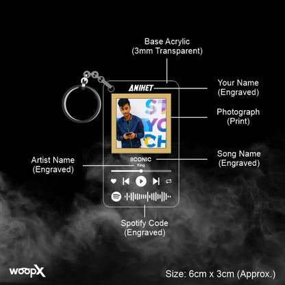 Customized Engraved Transparent Acrylic Scannable Spotify Keychain