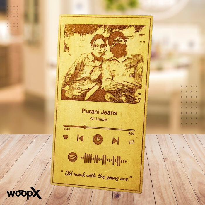 Customized Engraved Wooden Plaque with Spotify Code