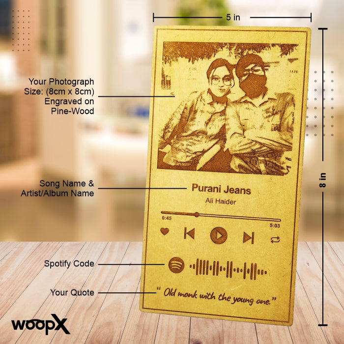 Customized Engraved Wooden Plaque with Spotify Code