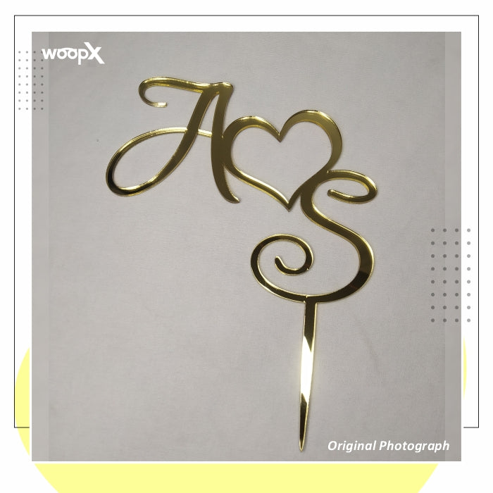 Customized Acrylic Name Initials Cake Topper  - Gold