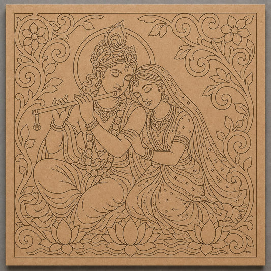 Radha Krishna Engraved MDF Wall Art - DIY Craft