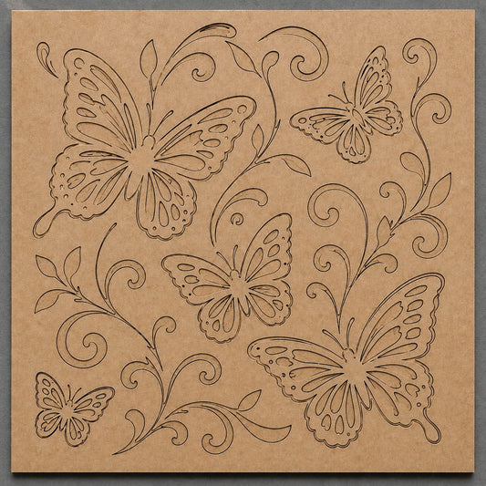 Butterfly Garden Engraved MDF Wall Art – DIY Craft Kit (Pre-Marked)
