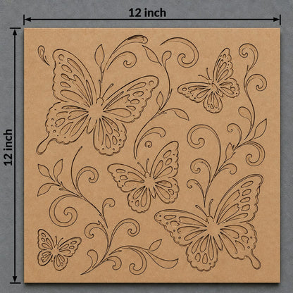 Butterfly Garden Laser Marked MDF DIY Painting Base - DIY - Pre-Marked MDF