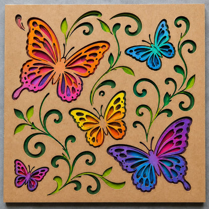 Butterfly Garden Laser Marked MDF DIY Painting Base - DIY - Pre-Marked MDF