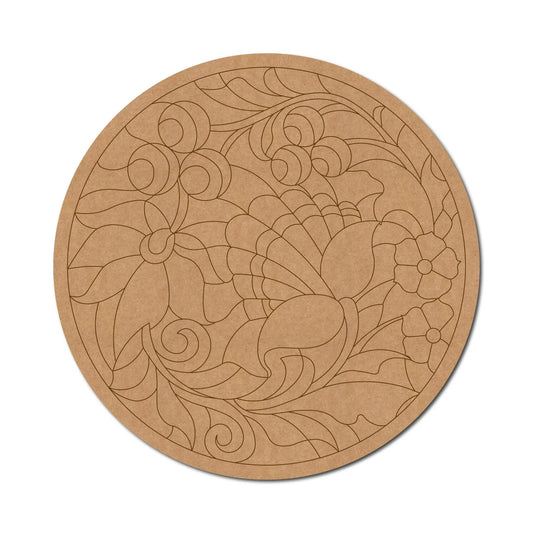 Abstract Floral Swirl Round MDF Wall Art – DIY Craft Kit (Pre-Marked)