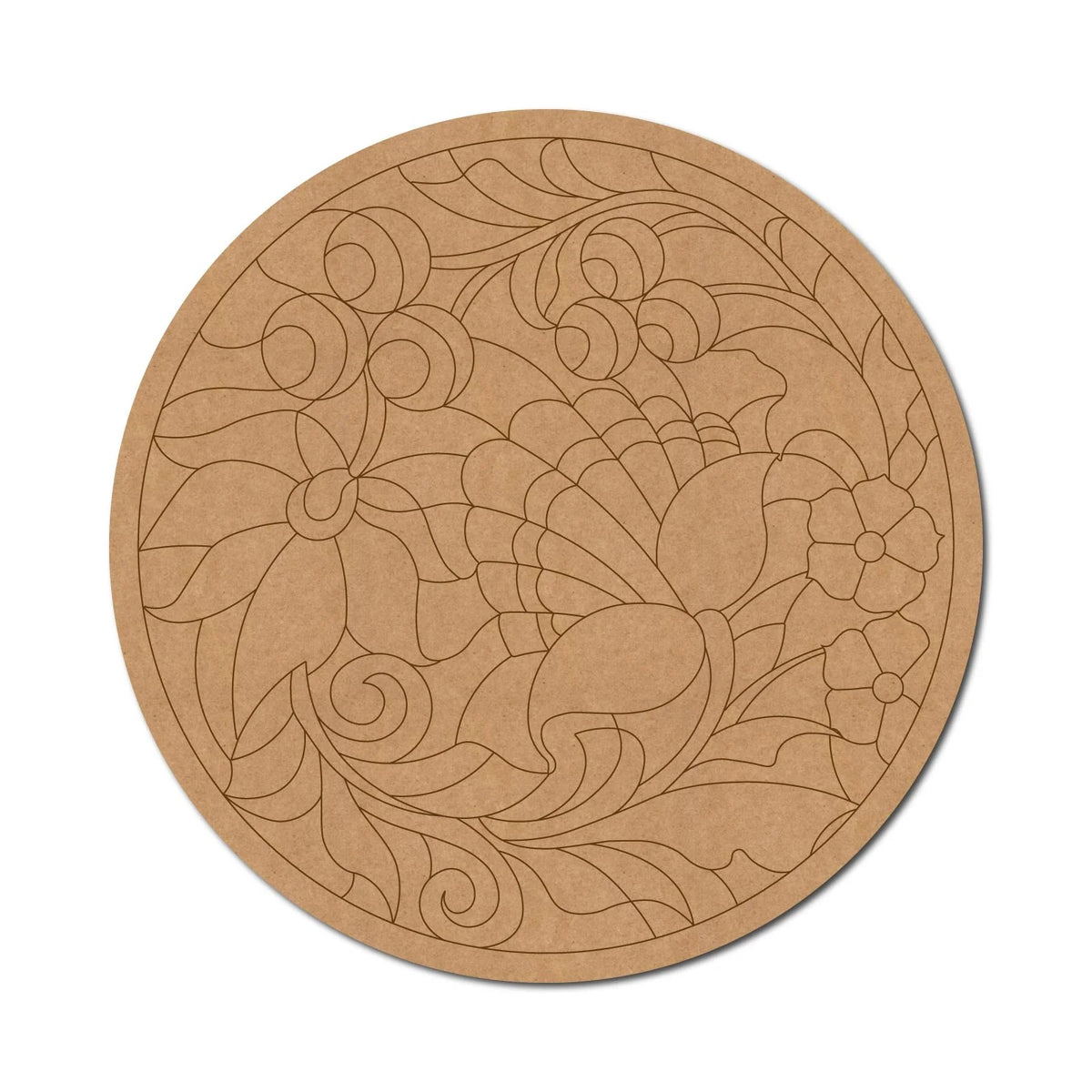 DIY MDF Art Kit – 25 Designer Round Boards with Acrylic Colors, Brushes & Palette - DIY - Pre-Marked MDF