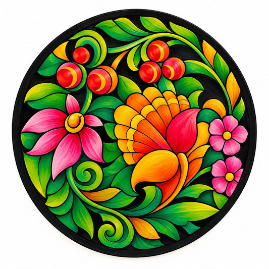 Abstract Floral Swirl Round MDF Wall Art – DIY Craft Kit (Pre-Marked)