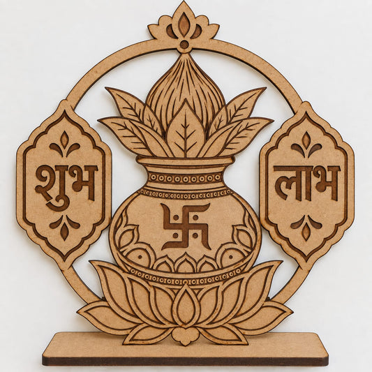 Shubh Labh Kalash MDF Tabletop Décor – DIY Craft Kit (Pre-Marked)
