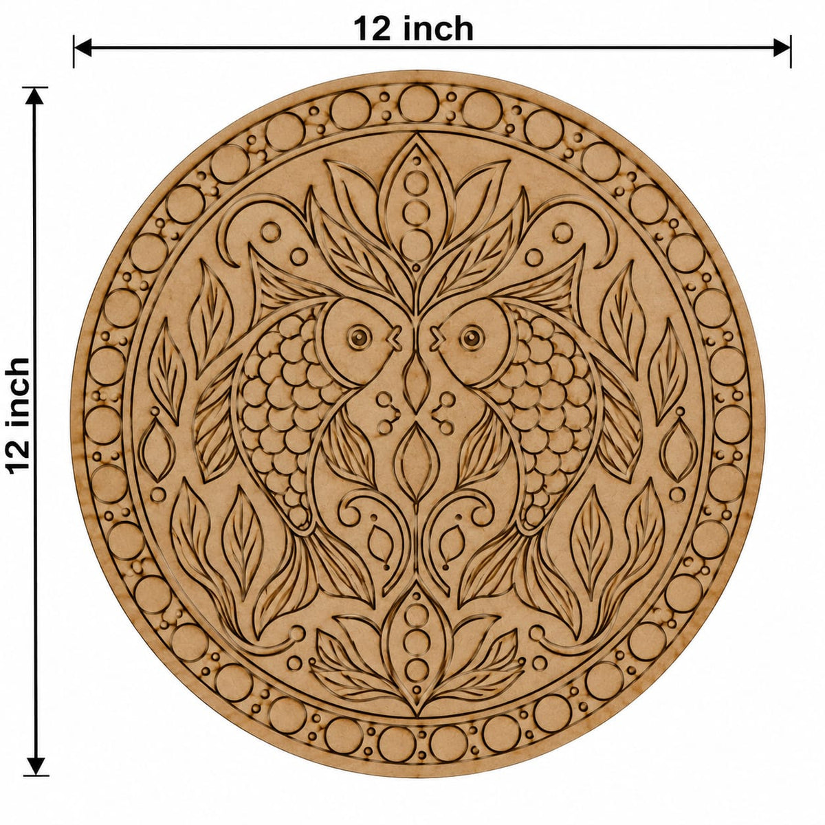 Twin Owls Folk Art Mandala Round MDF Wall Art – DIY Craft Kit (Pre-Marked)