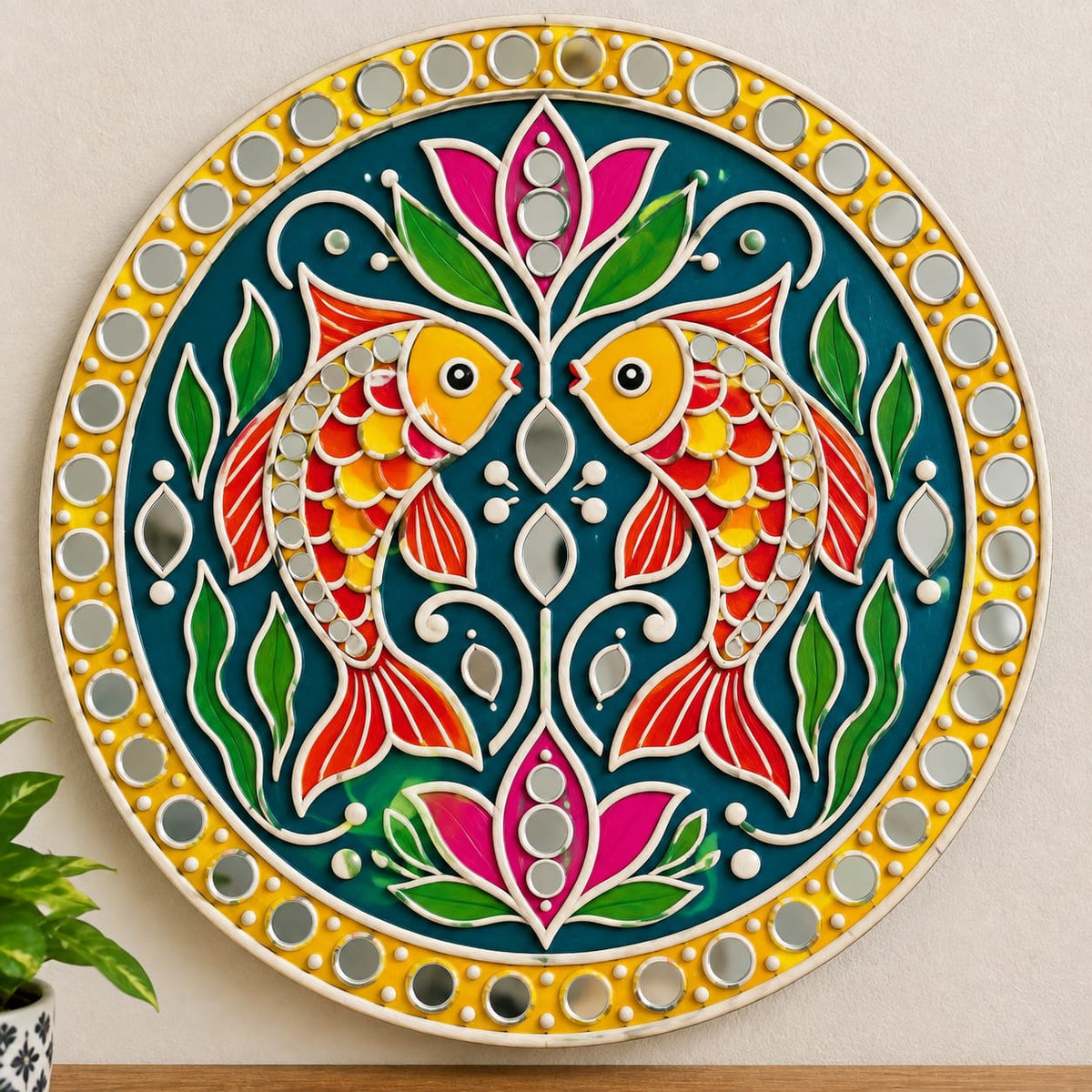 Twin Owls Folk Art Mandala Round MDF Wall Art – DIY Craft Kit (Pre-Marked)