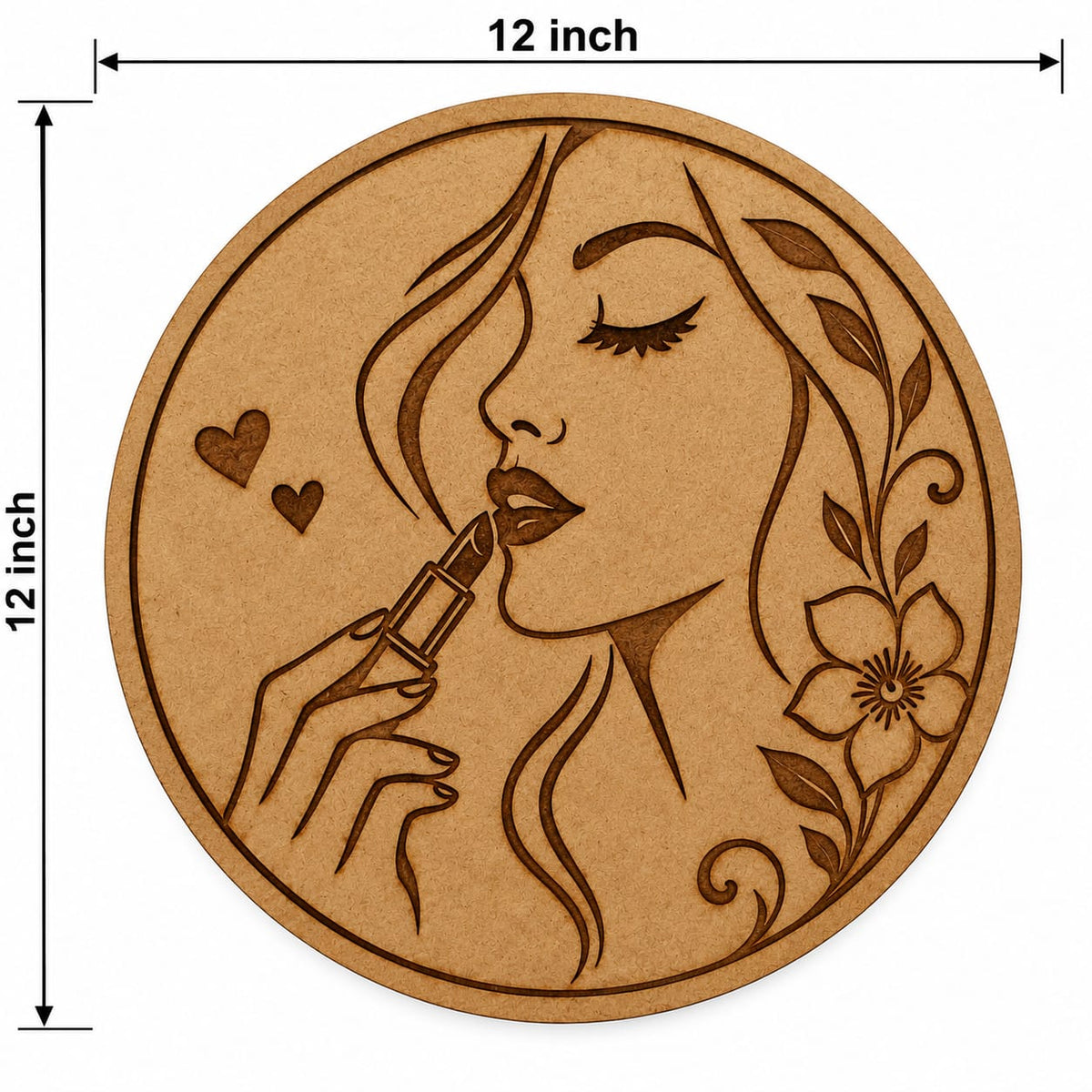 Glamour Girl Lipstick Round MDF Wall Art – DIY Craft Kit (Pre-Marked)