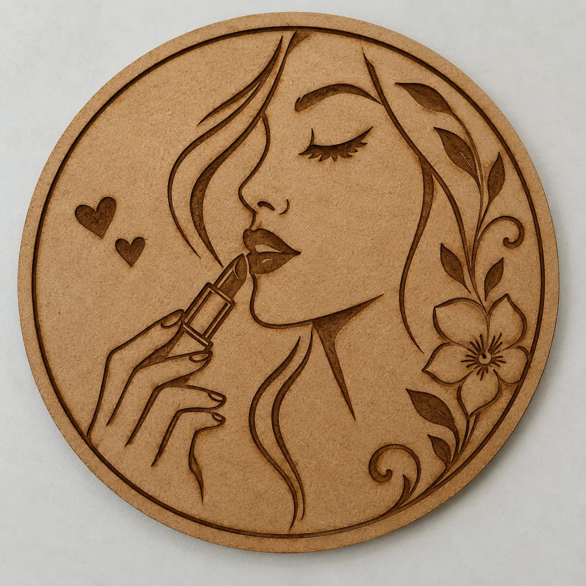 Glamour Girl Lipstick Round MDF Wall Art – DIY Craft Kit (Pre-Marked)