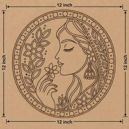 DIY Art Kit – 4 Designer MDF Round Boards with Acrylic Colors & Brushes (12 Inch Each) - DIY - Pre-Marked MDF