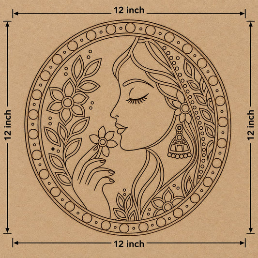 DIY Art Kit – 4 Designer MDF Round Boards with Acrylic Colors & Brushes (12 Inch Each) - DIY - Pre-Marked MDF