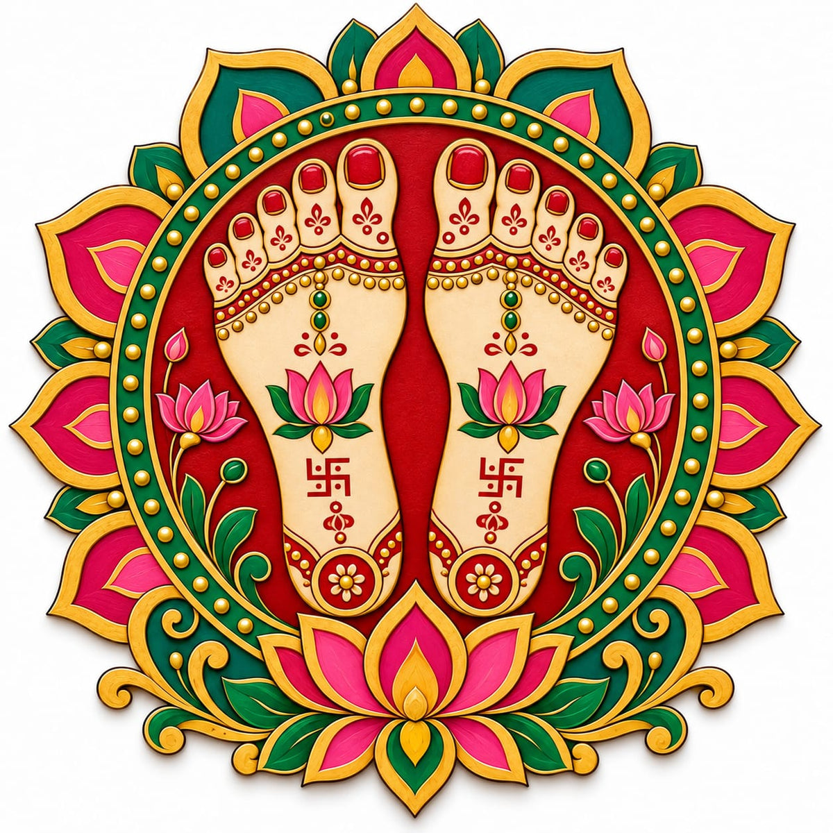 Lakshmi Charan MDF Wall Hanging – Laser-Cut Divine Feet of Goddess Lakshmi Diwali Decor - DIY - Pre-Marked MDF