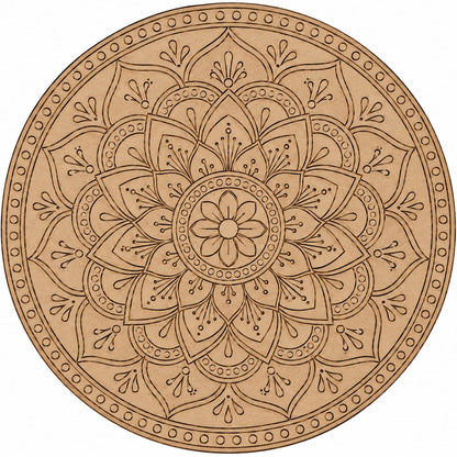 DIY MDF Art Kit – Lotus Mandala Pre-Marked Round MDF Board - DIY - Pre-Marked MDF