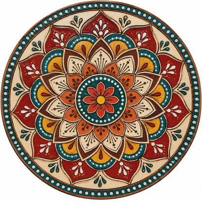 DIY MDF Art Kit – Lotus Mandala Pre-Marked Round MDF Board - DIY - Pre-Marked MDF