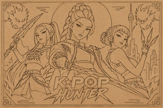 DIY MDF Art Kit – K-Pop Hunter Anime Pre-Marked Rectangular MDF Board with Acrylic Colors & Brushes