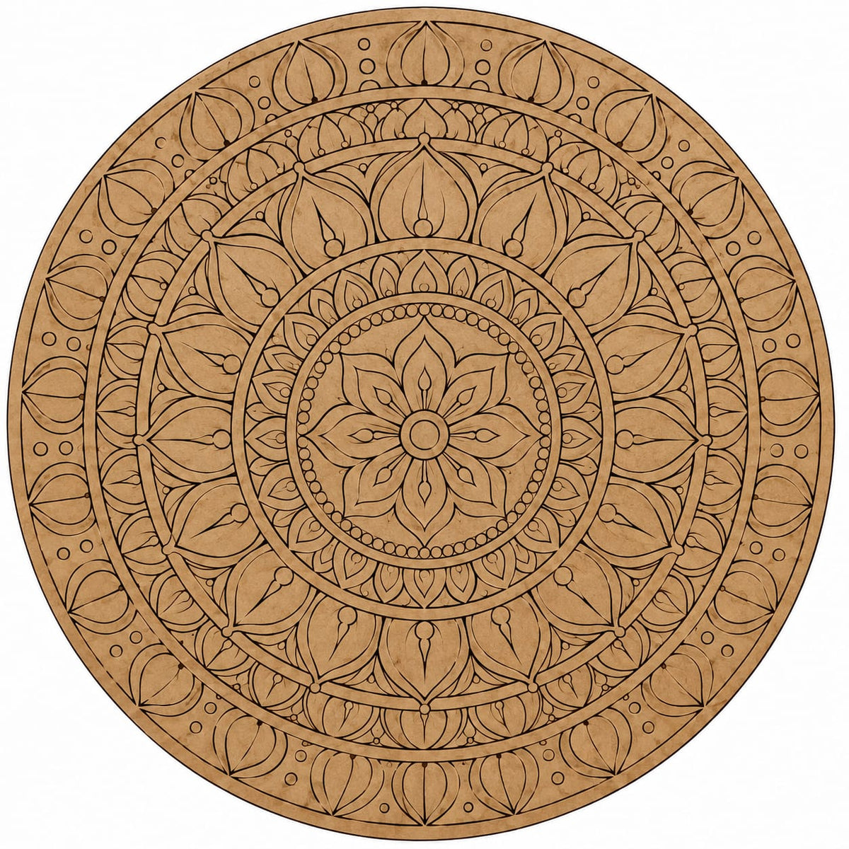 DIY MDF Art Kit – Floral Petal Mandala Pre-Marked Round Board with Acrylic Colors & Brushes