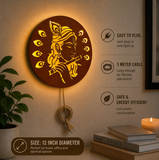 Divine Krishna Flute LED Wall Light