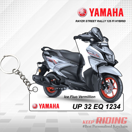 RayZR Street Rally 125 Fi - Personalized Yamaha Keychain - Wood, Acrylic, Metal Printed