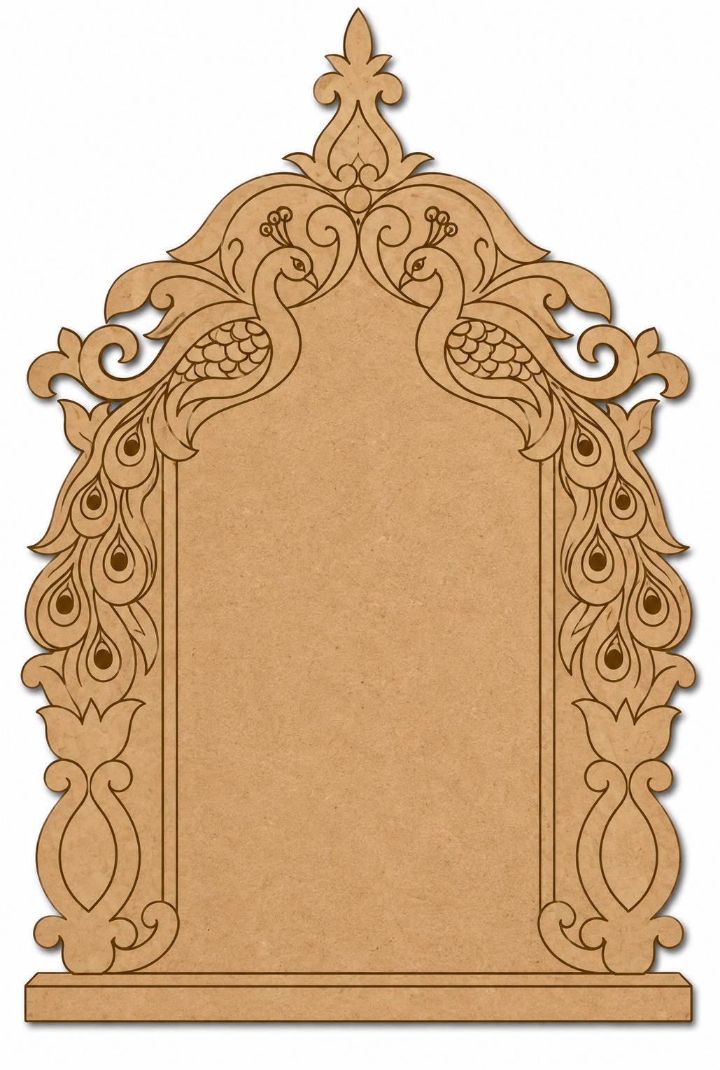 Peacock Arch Blank Photo Frame Engraved MDF Mandir Back Panel & Personalised Wall Art - DIY - Pre-Marked MDF