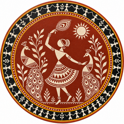 Warli Dancing Lady with Peacocks Engraved MDF Wall Art - DIY - Pre-Marked MDF