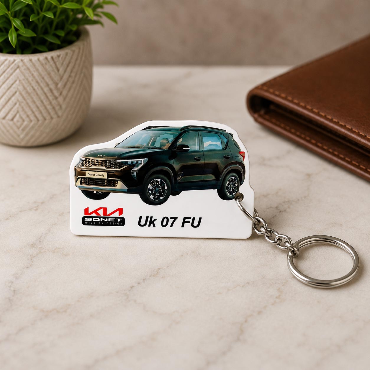 Sonet [2024] - Personalized Kia Car Keychain - Wood, Acrylic, Metal Printed