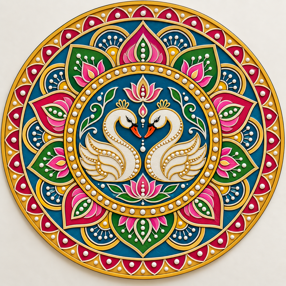 Twin Swan Mandala Engraved MDF Wall Art - DIY - Pre-Marked MDF