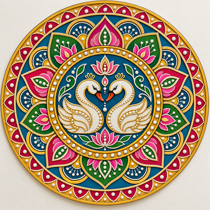 Twin Swan Mandala Engraved MDF Wall Art - DIY - Pre-Marked MDF