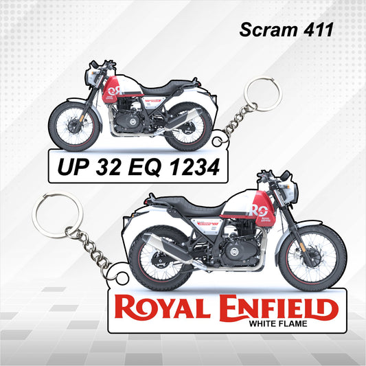 Scram 411 - Personalized Royal Enfield Keychain - Wood, Acrylic, Metal Printed