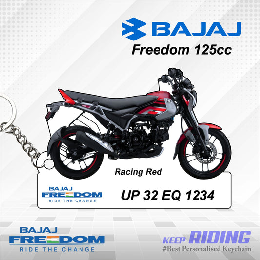 Freedom 125cc - Personalized Bajaj Keychain - Wood, Acrylic, Metal Printed