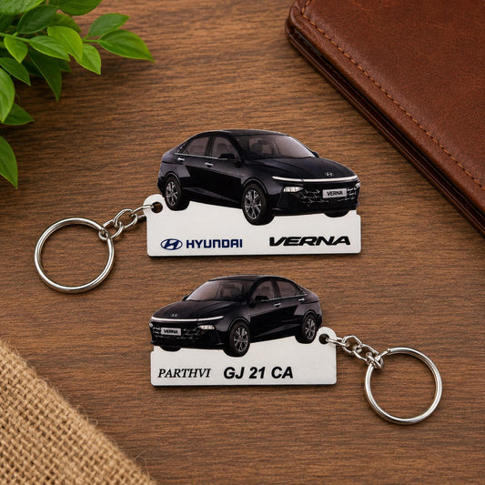 Verna- Personalized Hyundai Car Keychain - Wood, Acrylic, Metal Printed