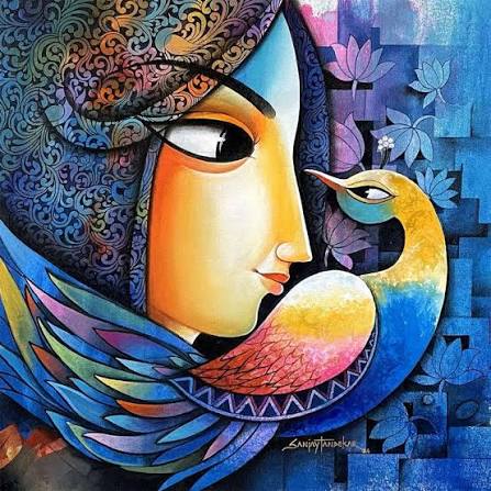Woman with Peacock Pre-Marked MDF Art - DIY Painting Kit