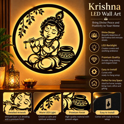 Kanha LED Wall Art | Krishna Wall Light