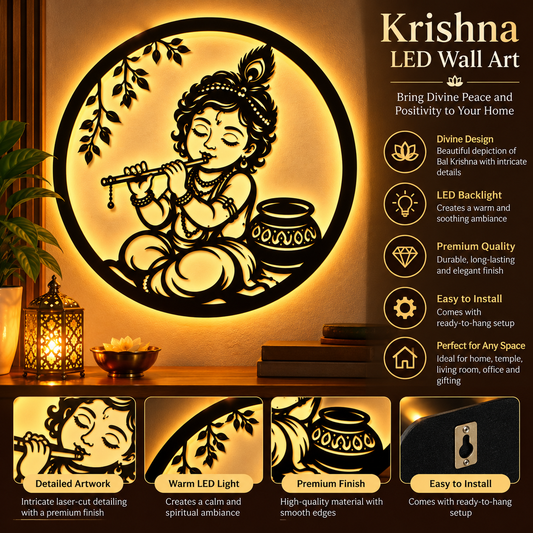 Kanha LED Wall Art | Krishna Wall Light
